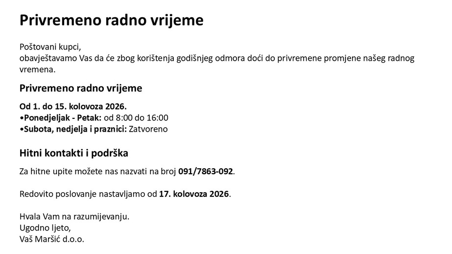Privremeno radno vrijeme