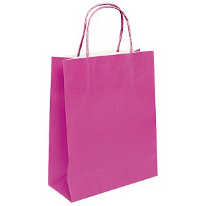 Vrećice ukrasne natron 26x35x12cm pletena ručka pk50 Duga roze