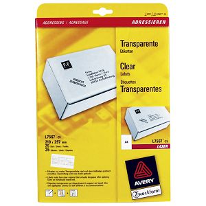 Etikete LK 210x297 mm polyester pk25L Zweckform L7567-25 prozirne (mliječno)