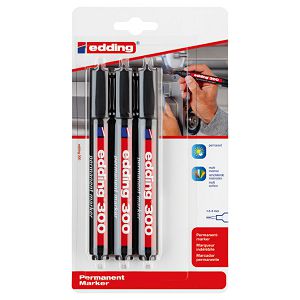Marker permanentni 1,5-3 mm okrugli vrh Edding 300/3 crni blister