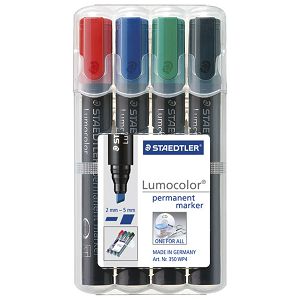 Marker permanentni 2-5 mm pk4 Lumocolor Staedtler 350 WP4 sortirano blister