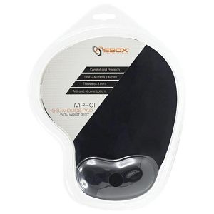 Podloga za miša ergonomska-gel MP01 SBOX crna blister