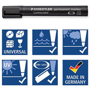 Marker permanentni 2-5 mm pk6 Lumocolor Staedtler 350 WP6-1 sortirano blister