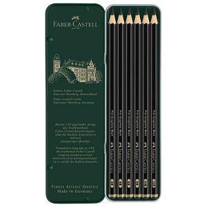 Olovka grafitna pk6 u metalnoj kutiji Pitt graphite matt Faber-Castell 115207