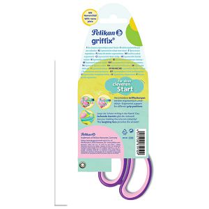 Škare školske 15 cm Griffix Pelikan 819107 rozo-ljubičaste blister