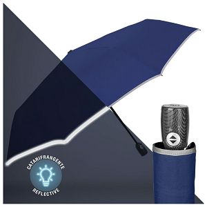 Kišobran automatik (otvaranje+zatvaranje na gumb) sklopivi s plastičnom drškom Technology Perletti 21727 plavi/reflektirajući rub