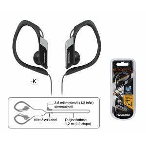 PANASONIC slušalice RP-HS34E-K crne, in ear, sportske