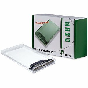 Drive Cabinet INTER-TECH Argus GD-25000 (2.5" HDD, SATA III, USB 3.0, Screwless mounting) Transparent