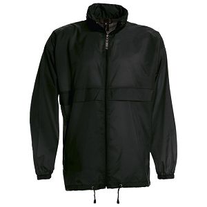 Vjetrovka s kapuljačom zip unisex B&C Sirocco crna S