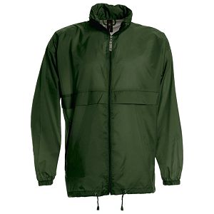 Vjetrovka s kapuljačom zip unisex B&C Sirocco tamno zelena M