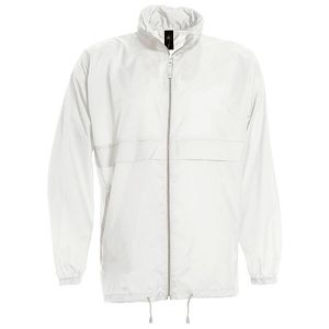 Vjetrovka s kapuljačom zip unisex B&C Sirocco bijela S