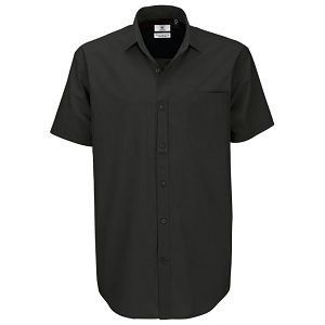 Košulja muška kratki rukavi B&C Heritage 125g crna 3XL