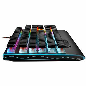CANYON Wired multimedia gaming keyboard with lighting effect, 20pcs rainbow LED & 19pcs RGB light, Numbers 104keys, EN double injection layout, cable length 1.8M, 446*160*40mm, 0.98kg, color Dark grey