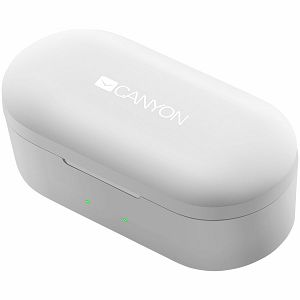 Canyon TWS-2 Bluetooth sport headset, with microphone, BT V5.0, RTL8763BFR, battery EarBud 43mAh*2+Charging Case 800mAh, cable length 0.18m, 78*38*32mm, 0.063kg, White
