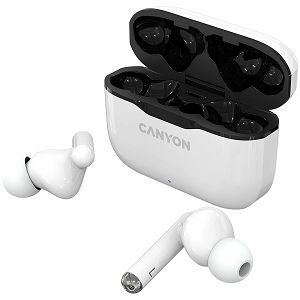 Canyon TWS-3 Bluetooth headset, with microphone, BT V5.0, Bluetrum AB5376A2, battery EarBud 40mAh*2+Charging Case 300mAh, cable length 0.3m, 62*22*46mm, 0.046kg, White