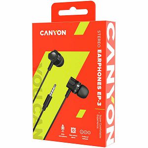 CANYON Stereo earphones with microphone, 1.2M, dark gray