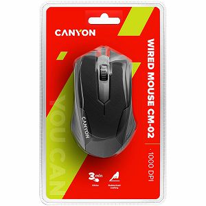 CANYON Optical wired mice, 3 buttons, DPI 1000, Black