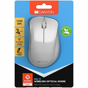 Canyon  2.4 GHz  Wireless mouse ,with 3 buttons, DPI 1200, Battery:AAA*2pcs  ,pearl white grey67*109*38mm 0.063kg