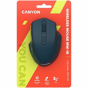 CANYON 2.4GHz Wireless Optical Mouse with 4 buttons, DPI 800/1200/1600, Dark Blue, 115*77*38mm, 0.064kg