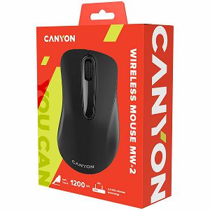 CANYON MW2 2.4GHz wireles Optical Mouse with 3 buttons, DPI 1200, Black, 108*65*38mm, 0.066kg