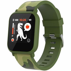 Teenager smart watch, 1.3 inches IPS full touch screen, green plastic body, IP68 waterproof, BT5.0, multi-sport mode, built-in kids game, compatibility with iOS and android, 155mAh battery, Host: D42x