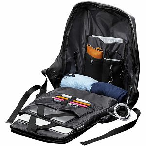 CANYON BP-G9 Anti-theft backpack for 15.6 laptop, material 900D glued polyester and 600D polyester, black/dark gray, USB cable length0.6M, 400x210x480mm, 1kg,capacity 20L