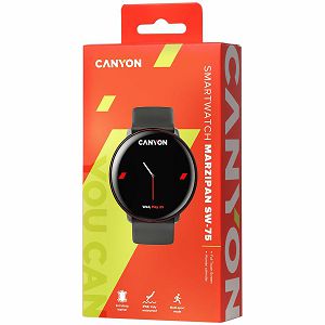 CANYON Marzipan SW-75 Smart watch, 1.22inches IPS full touch screen, aluminium+plastic body,IP68 waterproof, multi-sport mode with swimming mode, compatibility with iOS and android,black-red body with