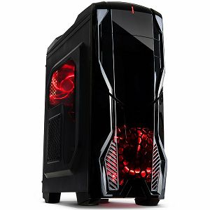 Chassis INTER-TECH K1 Gaming Midi Tower, ATX, 2xUSB3.0, 1xUSB2.0, Audio, Card reader, PSU optional, Sidepanel with window, 3x 120mm fans with RED LEDs, Dust filters, Black