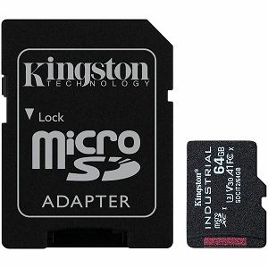 Kingston 64GB microSDXC Industrial C10 A1 pSLC Card + SD Adapter