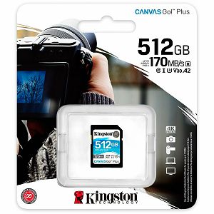 Kingston 512GB SDXC Canvas Go Plus 170R C10 UHS-I U3 V30 EAN: 740617301571