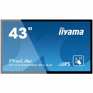IIYAMA Monitor Prolite, 43"PCAP Anti-glare Bezel Free 12-Points Touch Screen, 1920x1080, IPS panel, 24/7 operation, 2xHDMI, DisplayPort, DVI, VGA, 380cd/m², 1100:1, 8ms, Landscape, Portrait or Face-up