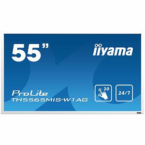 IIYAMA Monitor 55" 20-Points Touch Screen WHITE, 1920x1080, IPS panel, Full Metal Housing, Fan-less, Speakers, Multiple In-/Outputs (VGA, HDMI (3x), AV and more), Infra-Red Touch, USB Touch Interface,