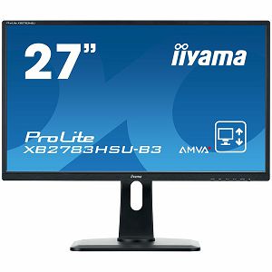 IIYAMA Monitor  27" 1920x1080, 4ms, AMVA+ panel, 13cm height adj. stand, Pivot, 300cd/m2, VGA, DisplayPort, HDMI, Speakers,  USB-HUB