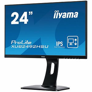IIYAMA Monitor Prolite, 24" ETE, ULTRA SLIM LINE , 1920x1080, IPS-panel, 13cm Height Adj. Stand, Pivot, 4ms, 250 cd/m², Speakers, VGA, HDMI, DisplayPort, USB-HUB (23,8" VIS)