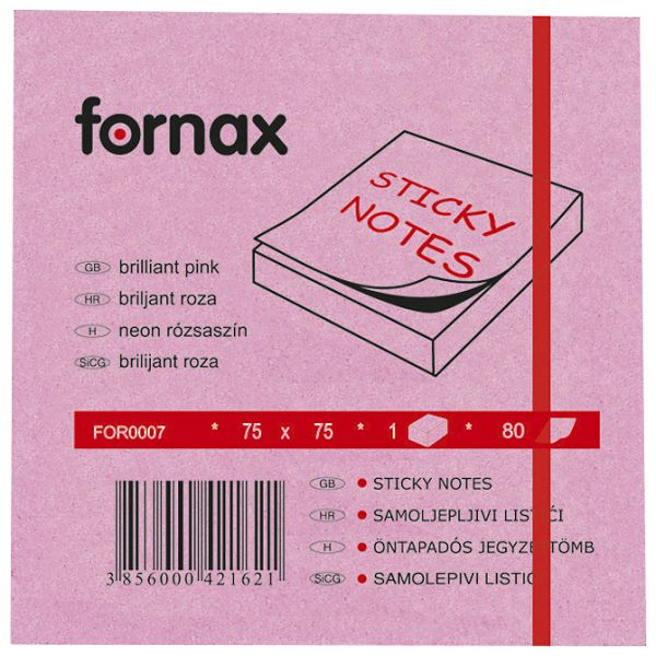 Blok samoljepljiv  75x75mm  80L Fornax neon-rozi