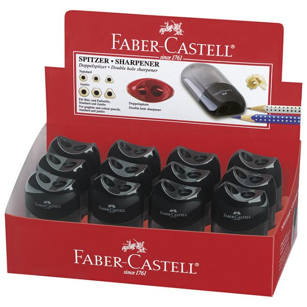 Šiljilo pvc s pvc kutijom 2rupe Faber-Castell 183500 crno