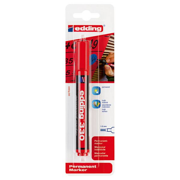 Marker permanentni 1-5 mm klinasti vrh Edding 330/1 crveni blister
