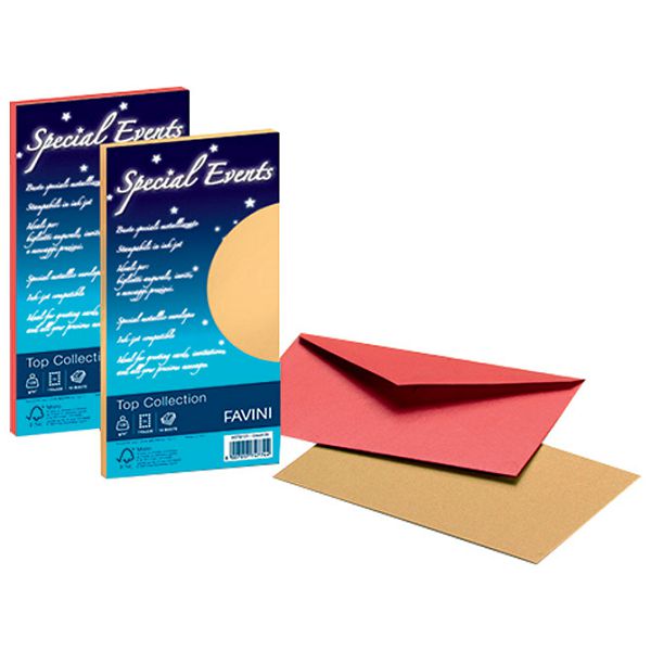 Kuverte Special Events 11x22cm 120g pk10 Favini crvene