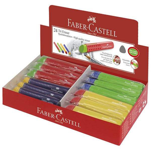 Gumica plastična Tri Faber-Castell 182334 sortirano