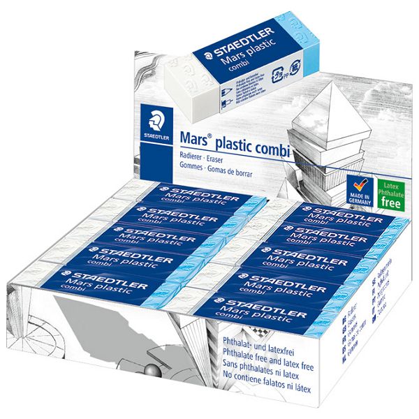 Gumica Mars plastic combi Staedtler 526508 bijela/plava-KOMAD
