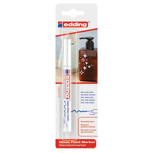 Marker permanentni sjajni lakirajući 1-2 mm Edding 751/1 bijeli blister
