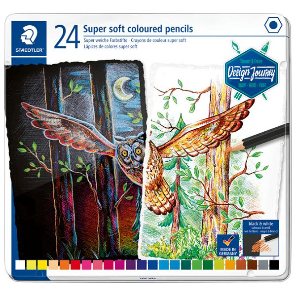 Boje drvene  24boje metalna kutija Super Soft Design Journey Staedtler 149C M24