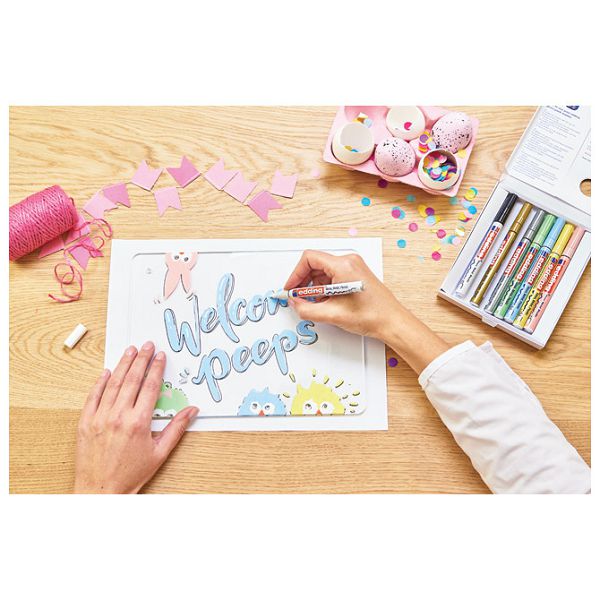 Marker permanentni sjajni lakirajući 1-2 mm Edding 751/5boja pastel blister