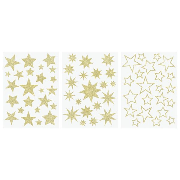 Naljepnice ukrasne za staklo A4 Zvijezde pk3 Heyda 20-35844 69 glitter zlatne blister 