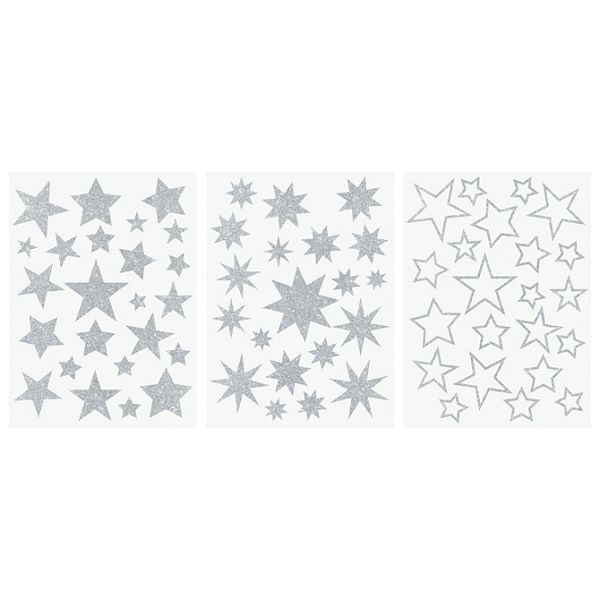 Naljepnice ukrasne za staklo A4 Zvijezde pk3 Heyda 20-35844 70 glitter srebrne blister 