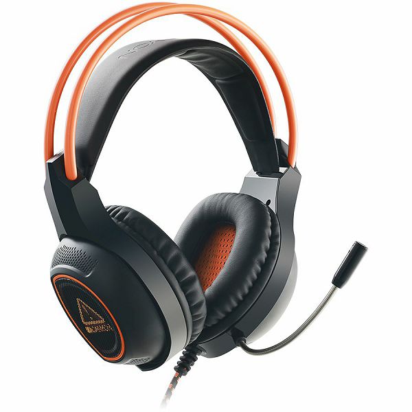 Canyon Gaming headset with 7.1 USB connector, adjustable volume control, orange LED backlight, cable length 2m, Black, 182*90*231mm, 0.336kg