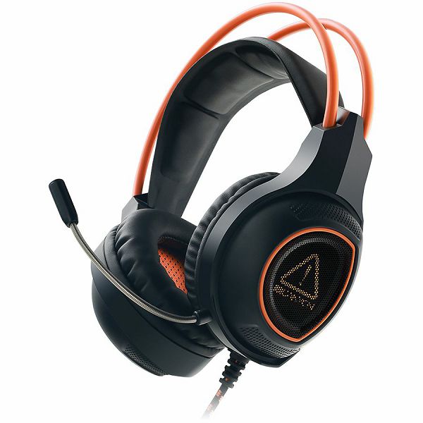 Canyon Gaming headset with 7.1 USB connector, adjustable volume control, orange LED backlight, cable length 2m, Black, 182*90*231mm, 0.336kg