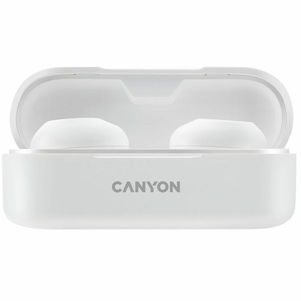 Canyon TWS-1 Bluetooth headset, with microphone, BT V5.0, Bluetrum AB5376A2, battery EarBud 45mAh*2+Charging Case 300mAh, cable length 0.3m, 66*28*24mm, 0.04kg, White