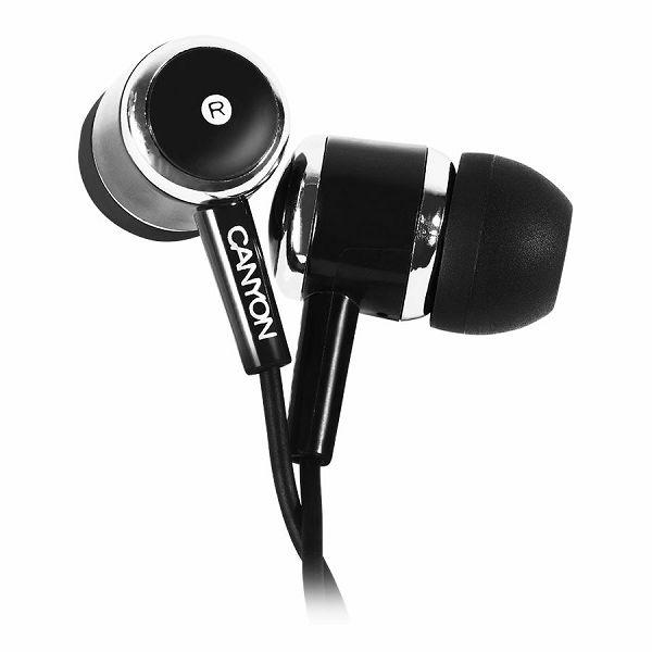 CANYON Stereo earphones with microphone, Black