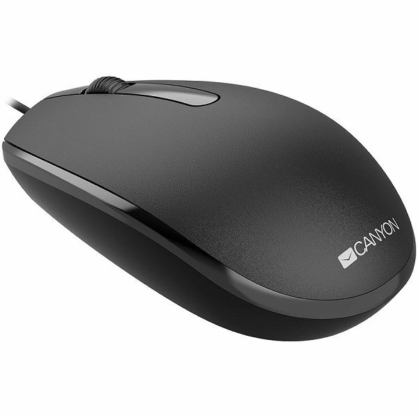 Canyon Wired  optical mouse with 3 buttons, DPI 1000, with 1.5M USB cable, black, 65*115*40mm, 0.1kg